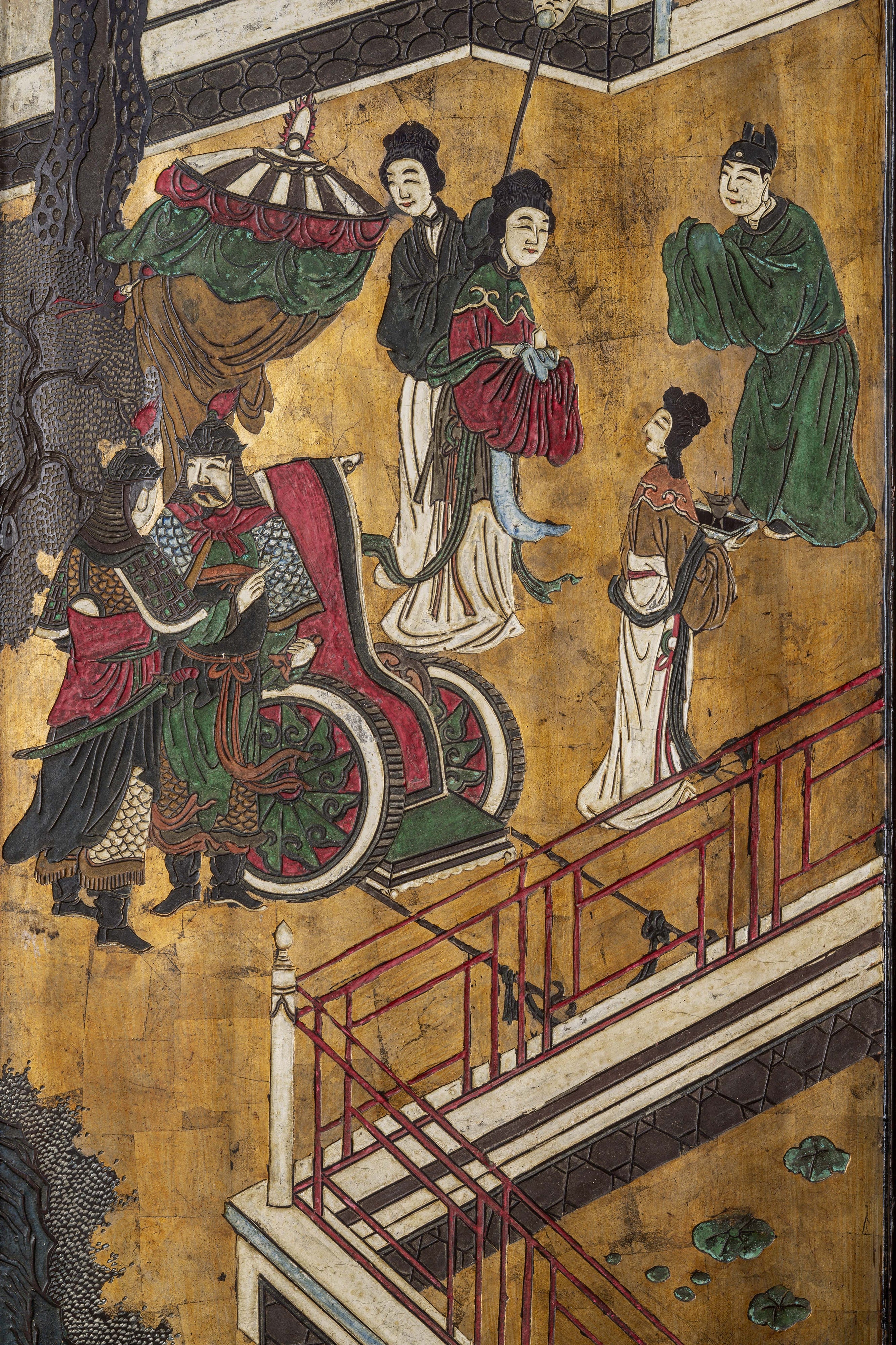 Chine, dynastie Qing, Exceptionnel paravent de Coromandel à douze feuilles