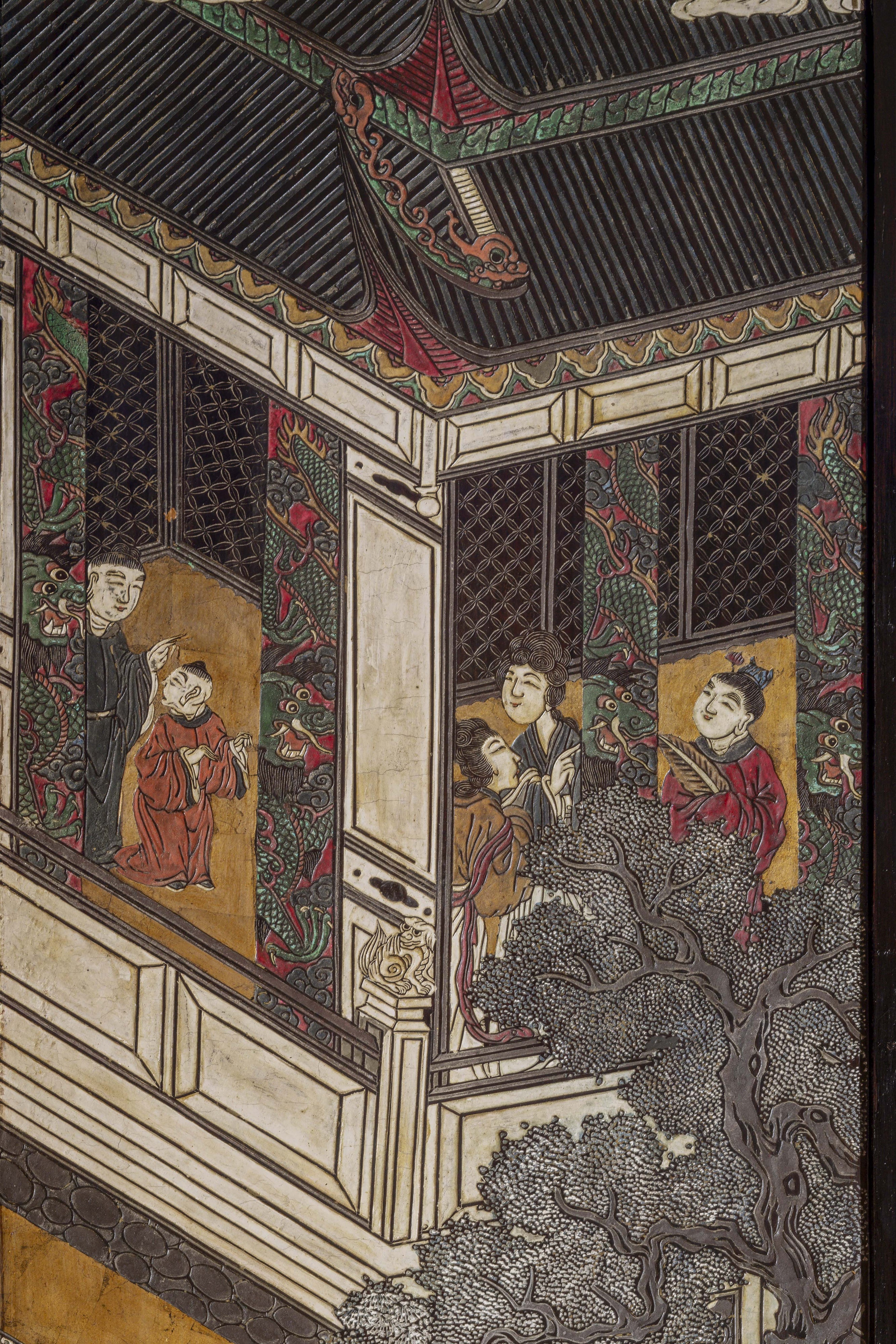 Chine, dynastie Qing, Exceptionnel paravent de Coromandel à douze feuilles