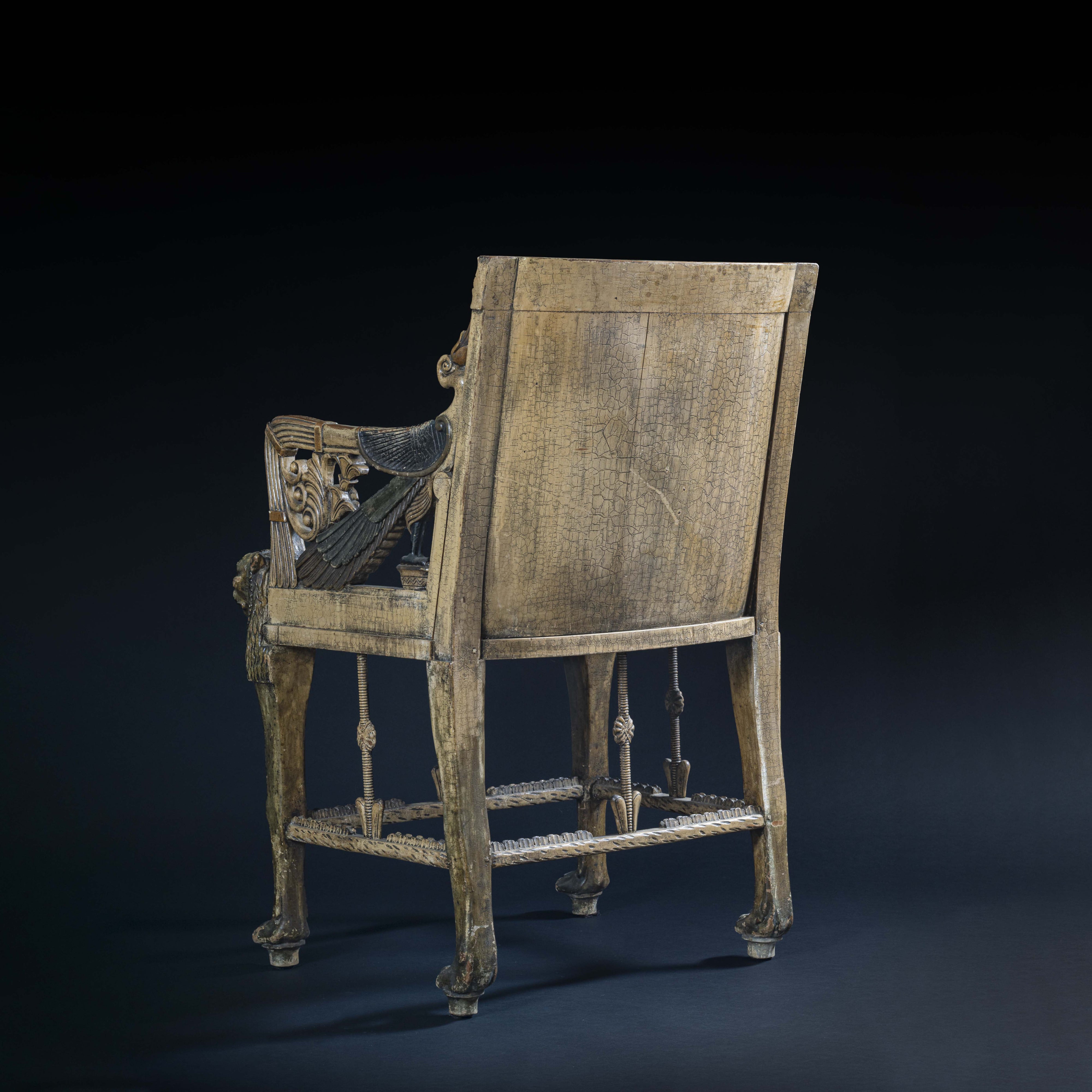Travail italien, Paire de fauteuils Trône de Toutankhamon