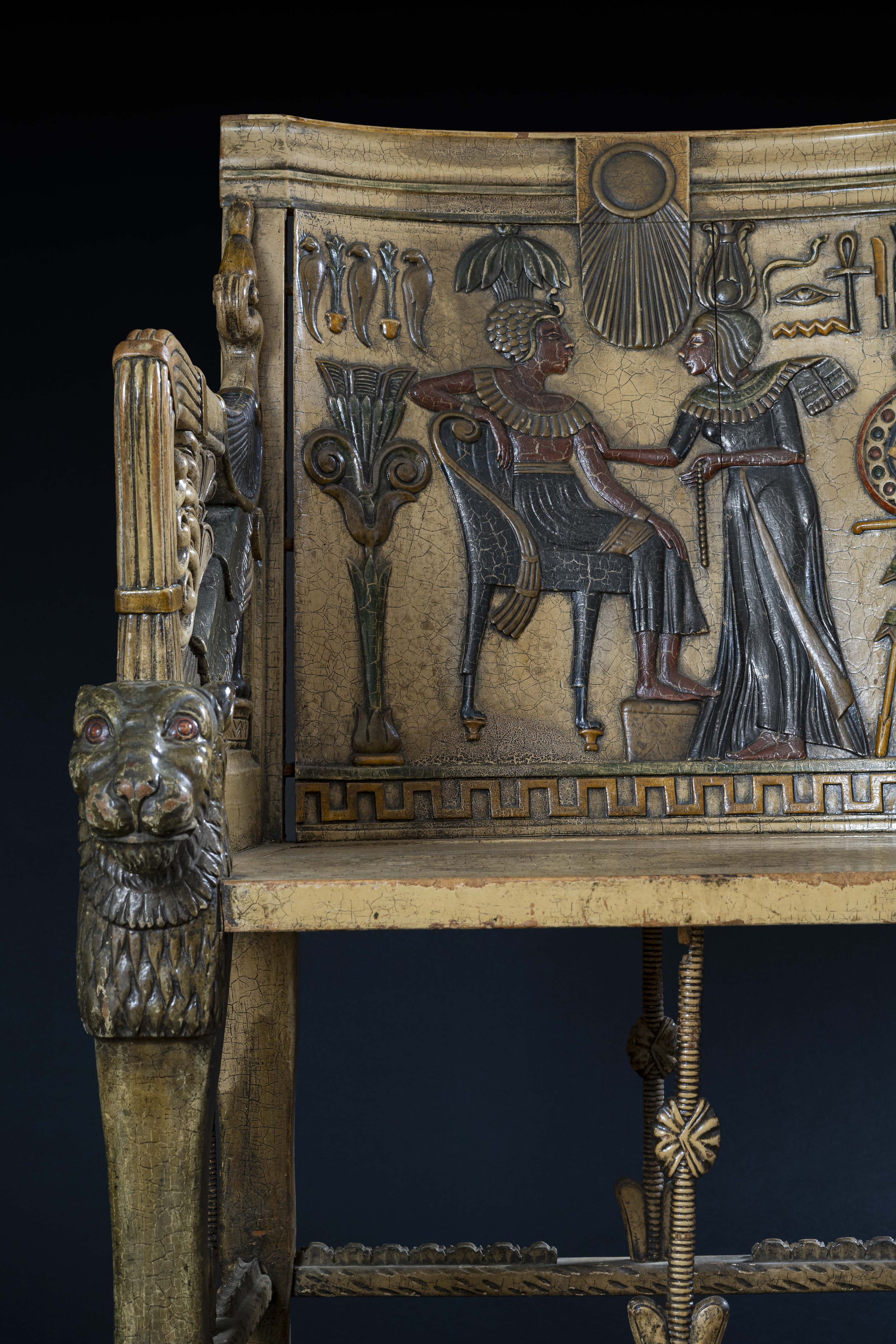 Travail italien, Paire de fauteuils Trône de Toutankhamon