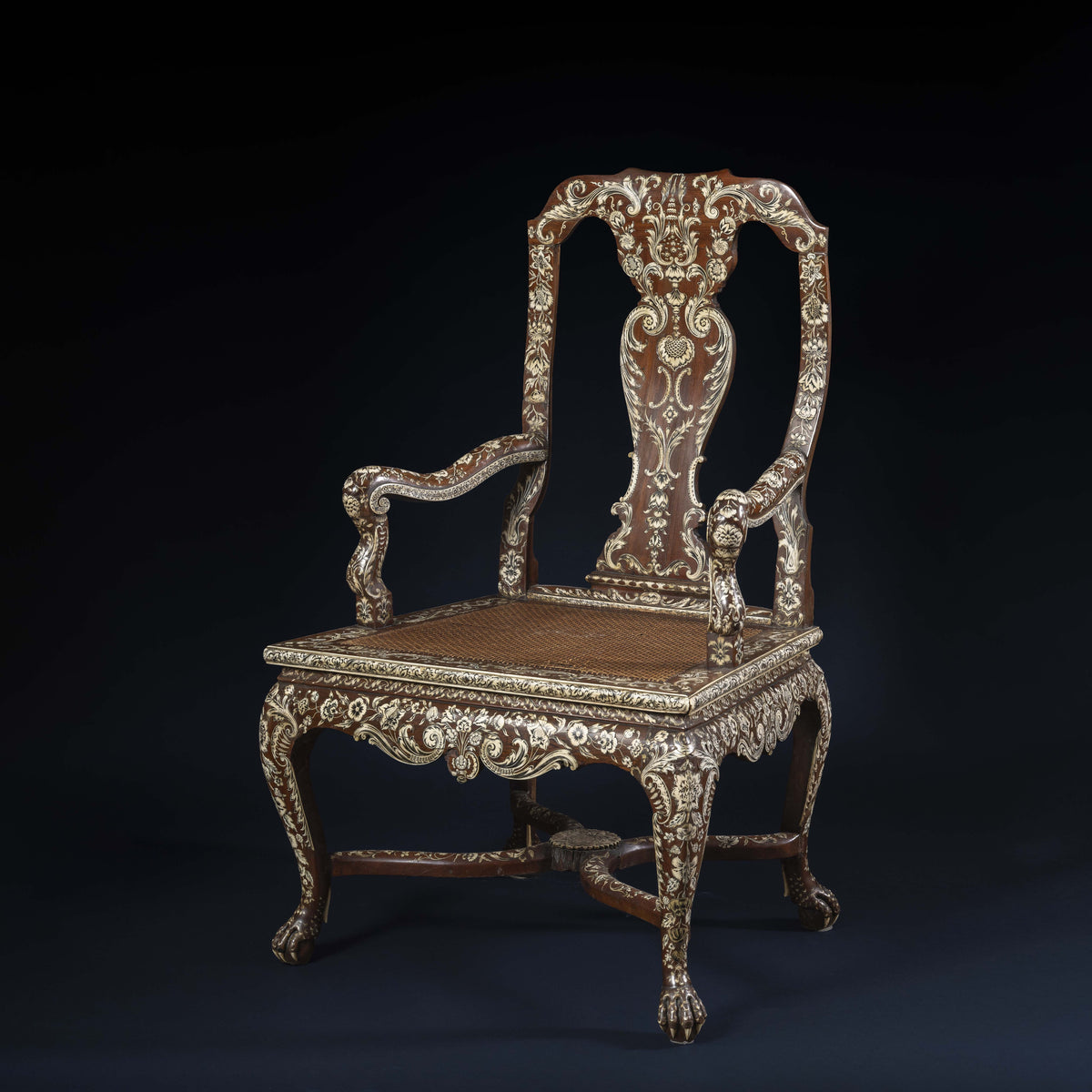 Travail anglo-indien, Vizagapatam, Spectaculaire et rare fauteuil