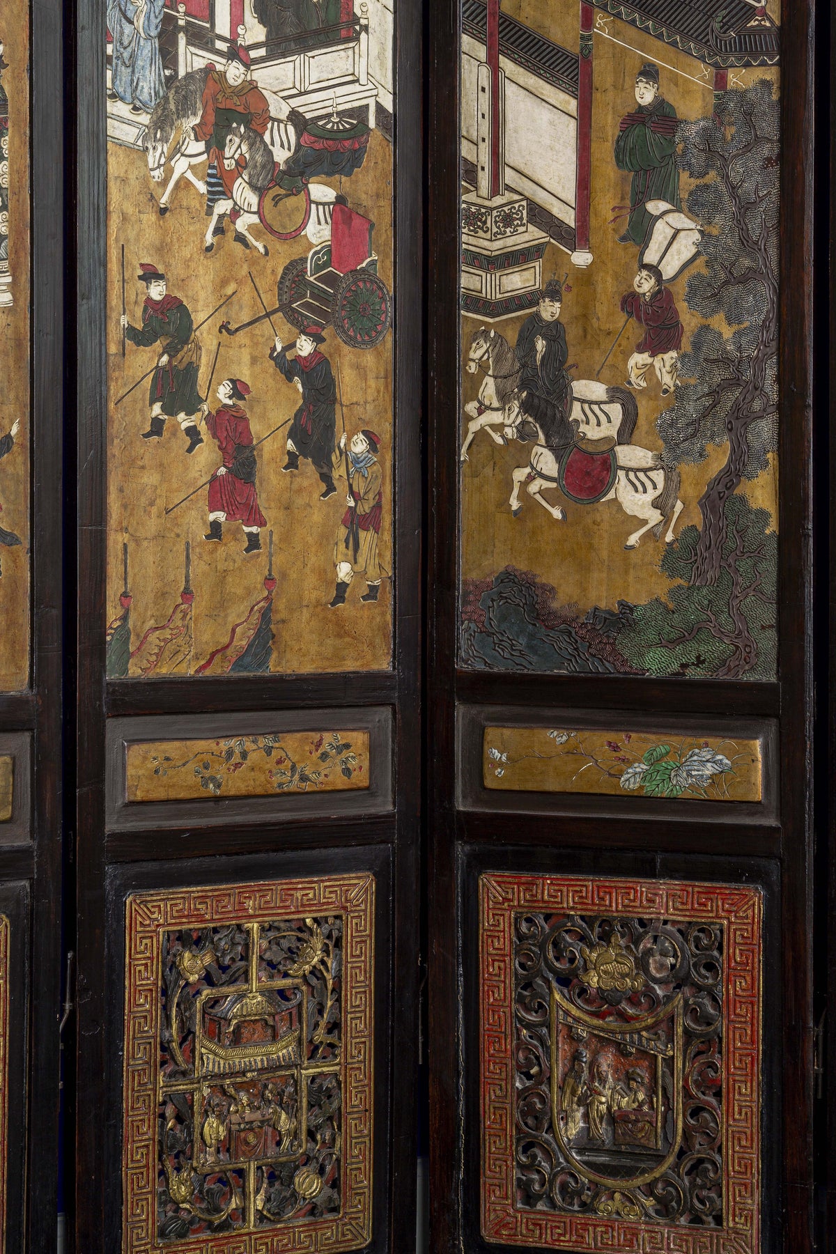 Chine, dynastie Qing, Exceptionnel paravent de Coromandel à douze feuilles