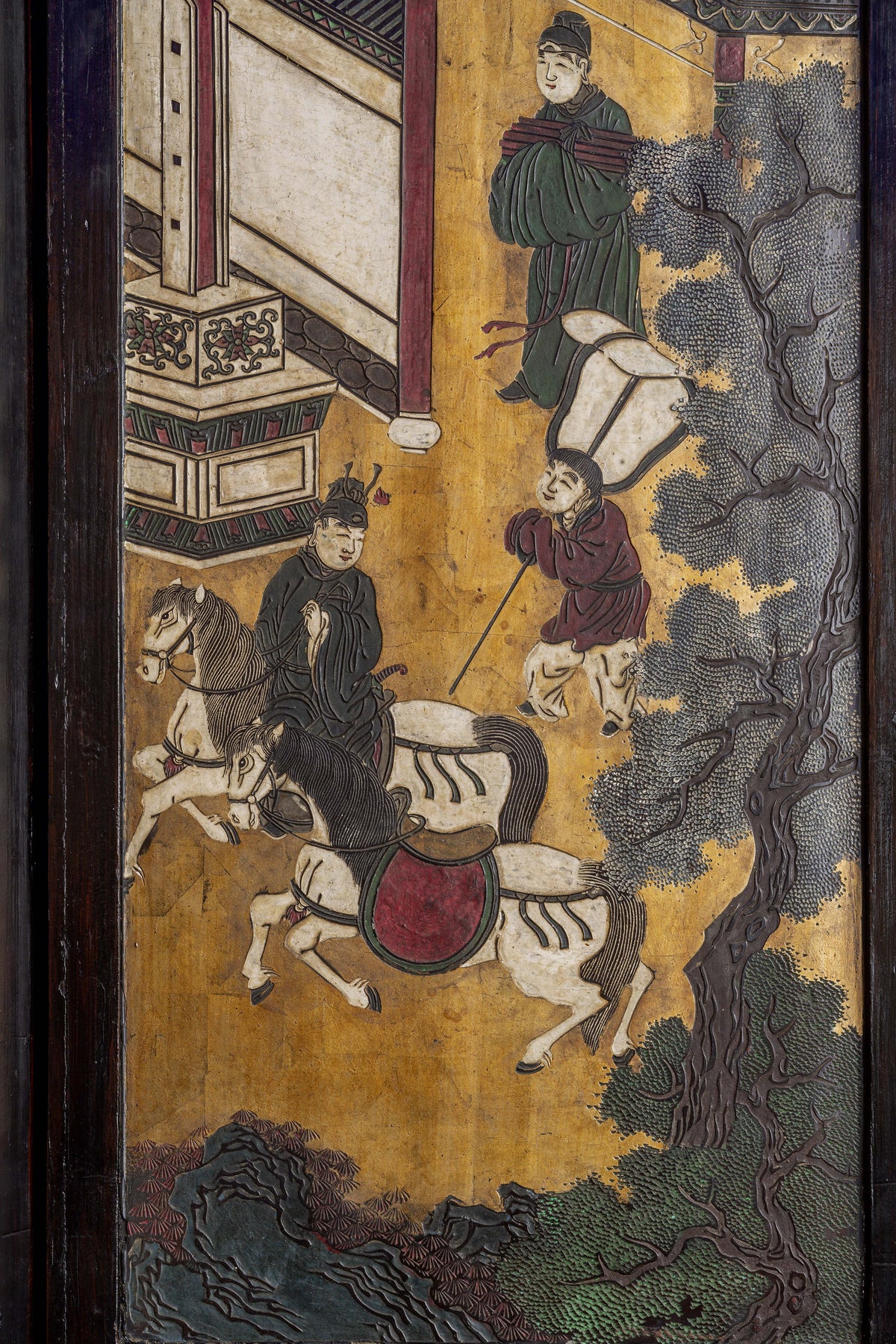 Chine, dynastie Qing, Exceptionnel paravent de Coromandel à douze feuilles