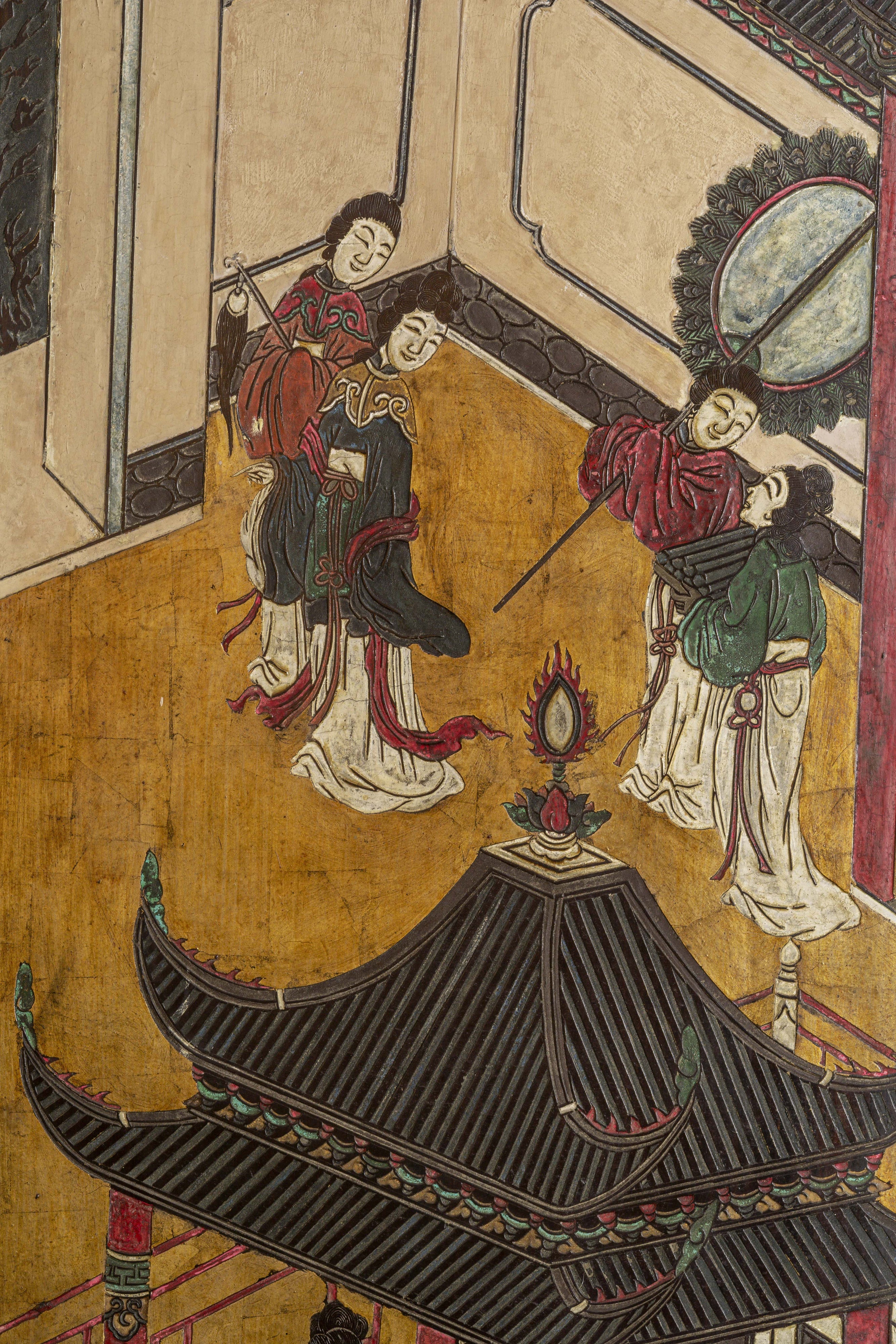 Chine, dynastie Qing, Exceptionnel paravent de Coromandel à douze feuilles