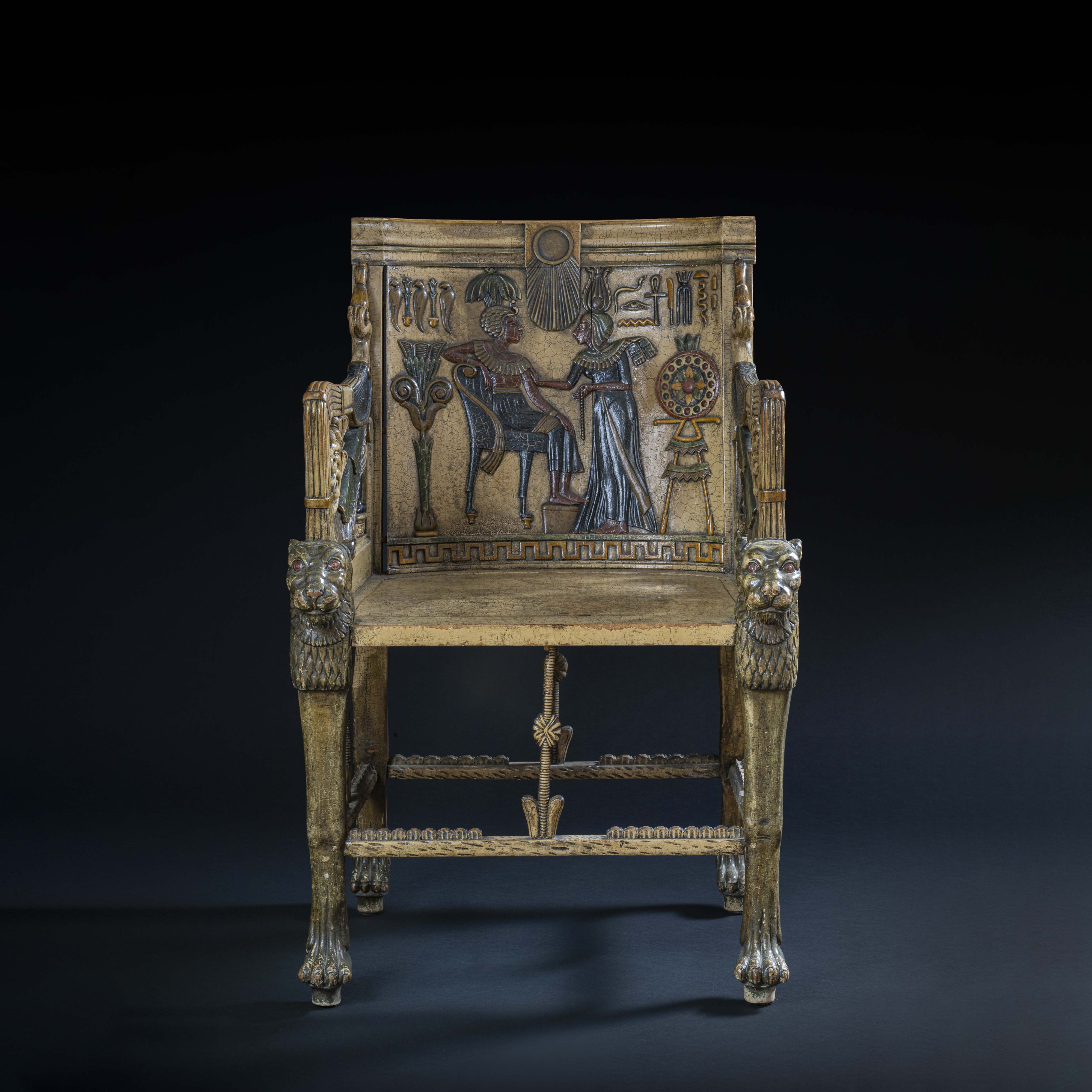 Travail italien, Paire de fauteuils Trône de Toutankhamon