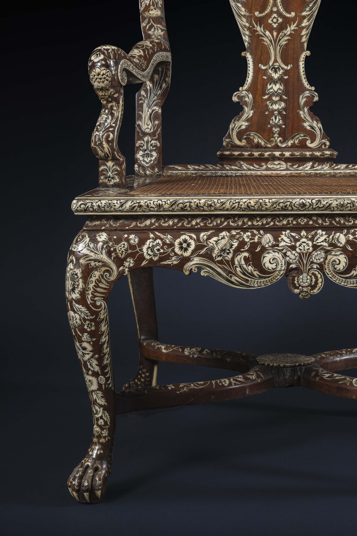 Travail anglo-indien, Vizagapatam, Spectaculaire et rare fauteuil