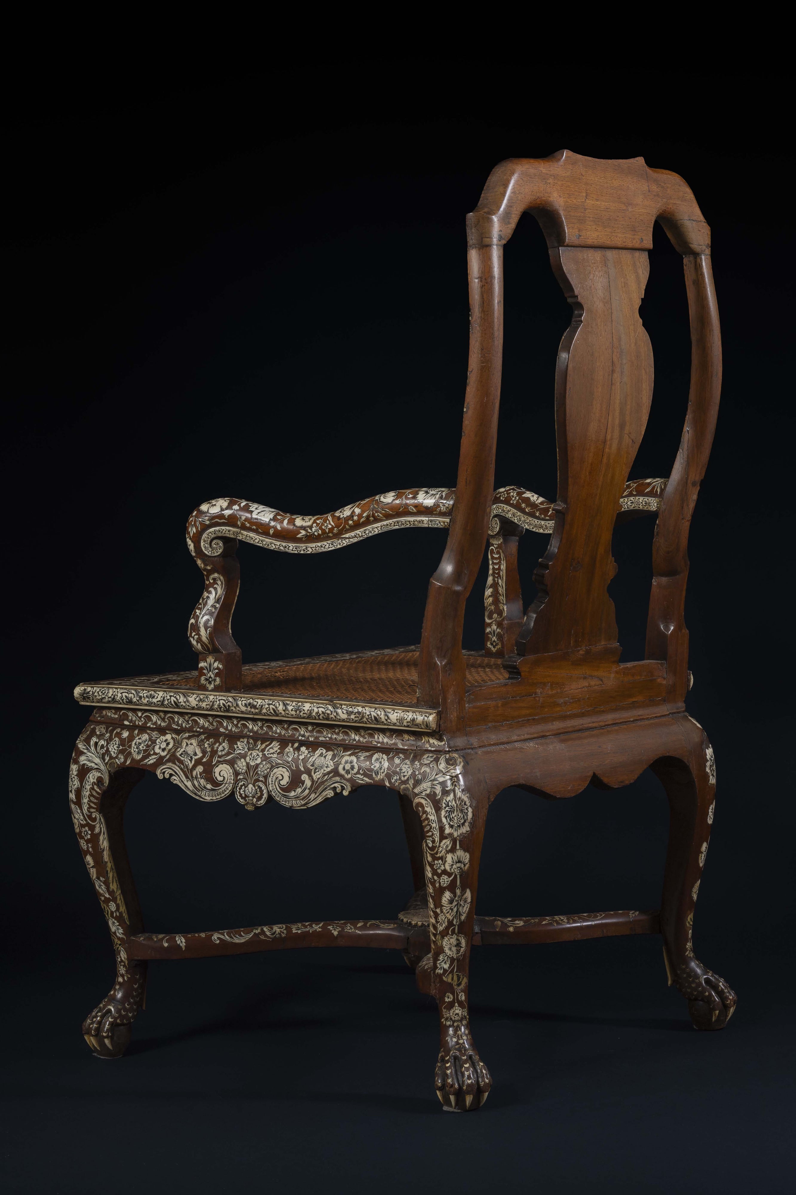 Travail anglo-indien, Vizagapatam, Spectaculaire et rare fauteuil
